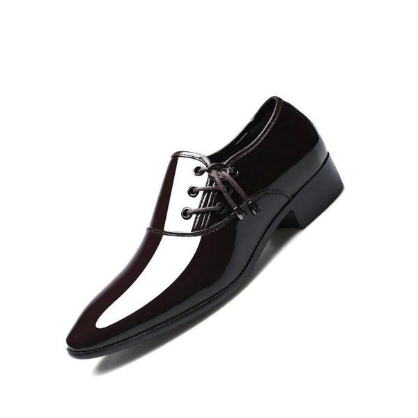 

dress shoes men oxford patent leather pointed toe men's business wedding, Black