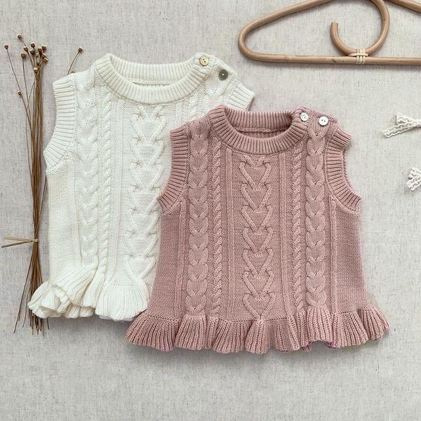 

baby girls sleeveless knitted jumper kids sweaters 0-4y pullover, Blue