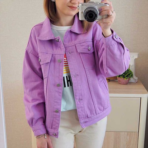 

women's jackets women 2021 spring outwear denim coat solid turn down collar cotton jacket for female plus size s-3xl, Black;brown