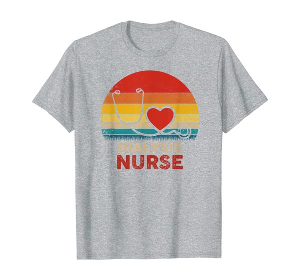

dialysis nurse - vintage heart stethoscope t-shirt, White;black