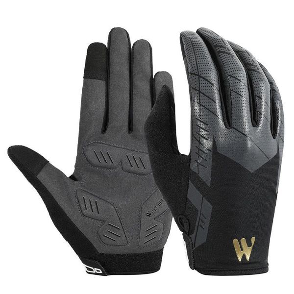 

pair full finger riding gloves outdoor sports cycling motocross racing, Black