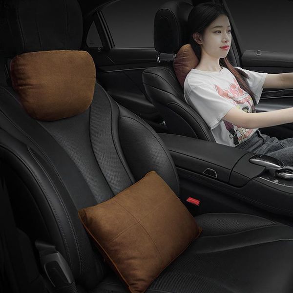 

seat cushions car neck support pillow soft leather velvet waist cushion for auto relieve pain lumbar sofa office