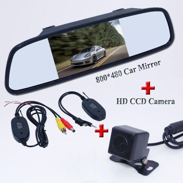 

car video parking camera 170 anlge plug+4.3" mirror balck +plastic shell receiving and transmitting use for all cars