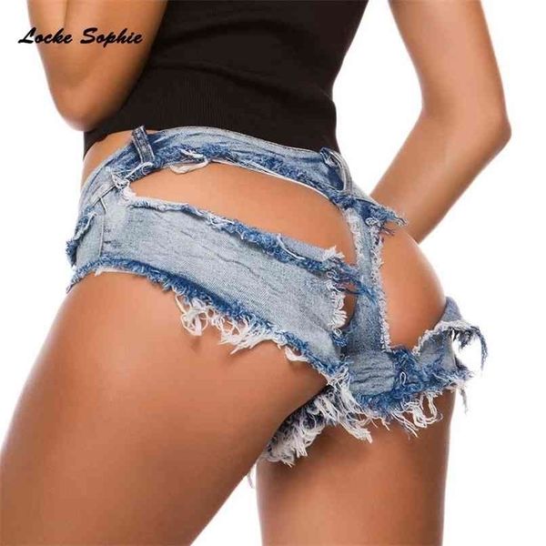 Low Taille Sexy Womens Denim Shorts Sommer Baumwollspleißen Damen gebrochener Loch Skinny Nightclub Super Short Jeans 210724