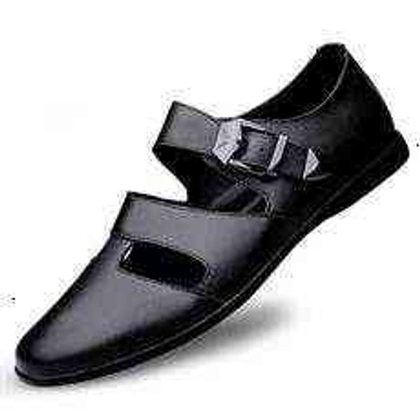 

tangzuo 9010 leather sandals, , 37-46, black and brown