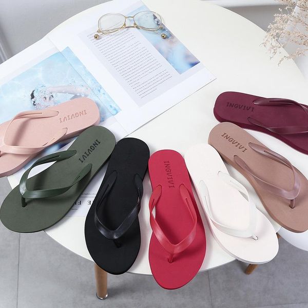 

slippers female shoes women summer slides rubber flip flops fashion 2021 flat soft hawaiian luxury beach concise rome fabric pu, Black