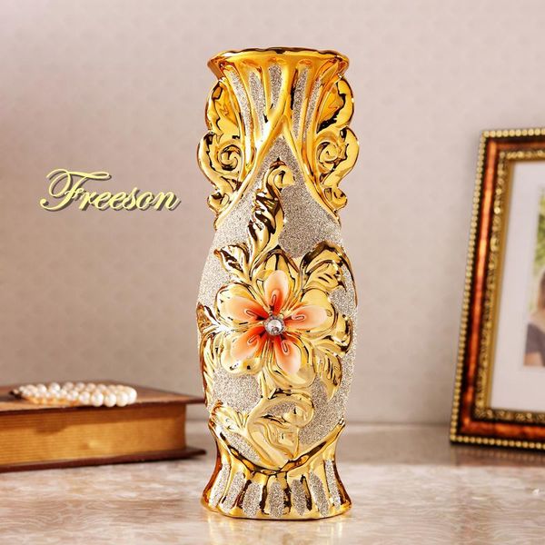 

vases european gilded frosty porcelain vase retro advanced ceramic room study corridor home wedding decoration