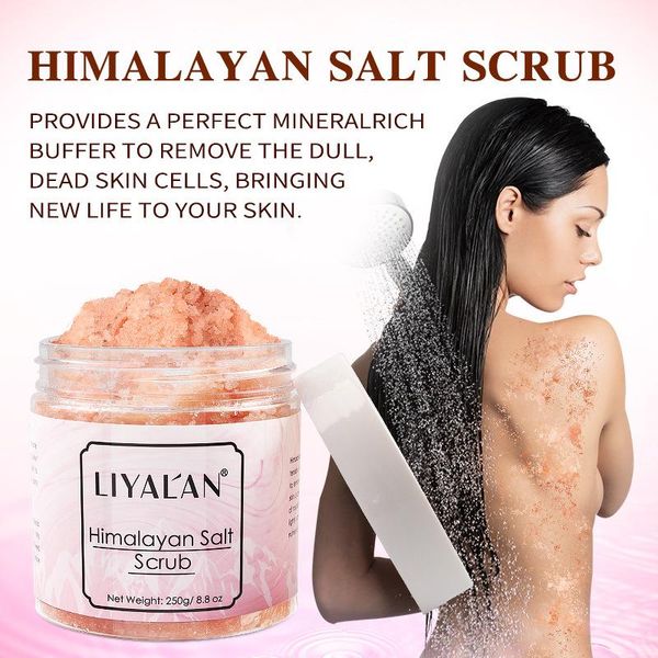 

himalayan salt body scrub, infused with collagen and stem cells-natural exfoliating cleans moisturizes the skin bath brushes, sponges & scru