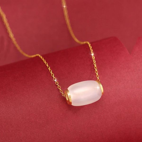 

pendant necklaces natural hetian white jade necklace chinese style retro bohemian elegant small women's brand jewelry, Silver