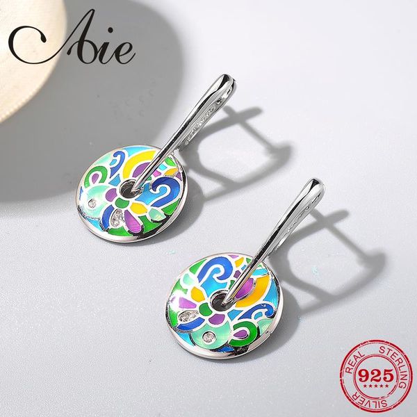 

dangle & chandelier 2021 fashion gift 925 sterling silver round shape sparkling cz colourful enamel fine earrings party jewelry