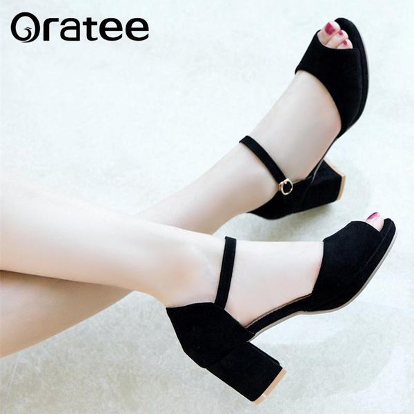 

summer autumn open toe shoes woman square heel high heels fashion platform wedding dress party pumps plus size sandals, Black