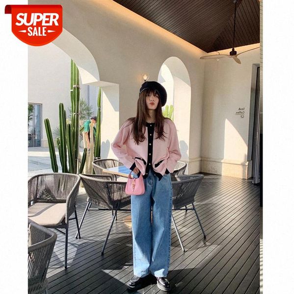 

low round neck, single-breasted, contrast stitching, woven texture, metal buckle, soft knitted cardigan #y62y, White