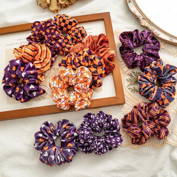 

halloween flannel hair rope christmas scrunchies elastic bands ponytail velvet ties ring xmas accessories 20211