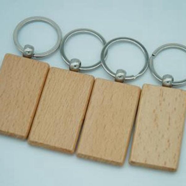 

hooks & rails 60pcs blank rectangle wooden key chain diy wood keychains tags can engrave