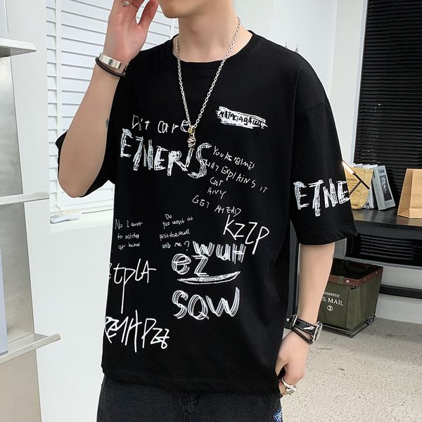 

men's t shirts crew neck short sleeve t-shirt summer 2021 youth pullover trend wear, White;black