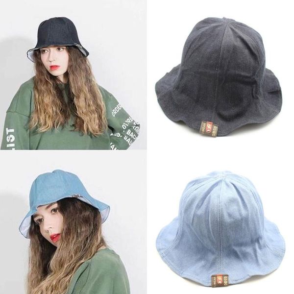 

cloches bucket hat beach cap men women soft denim cowboy vaction dance sun dad hats outdoor vintage fisherman caps, Blue;gray