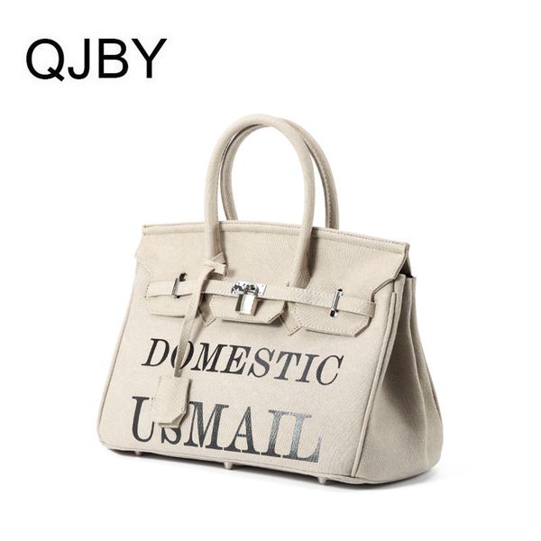

autumn and winter 2021 new big net red same letter army cloth bag canvas lock handbag