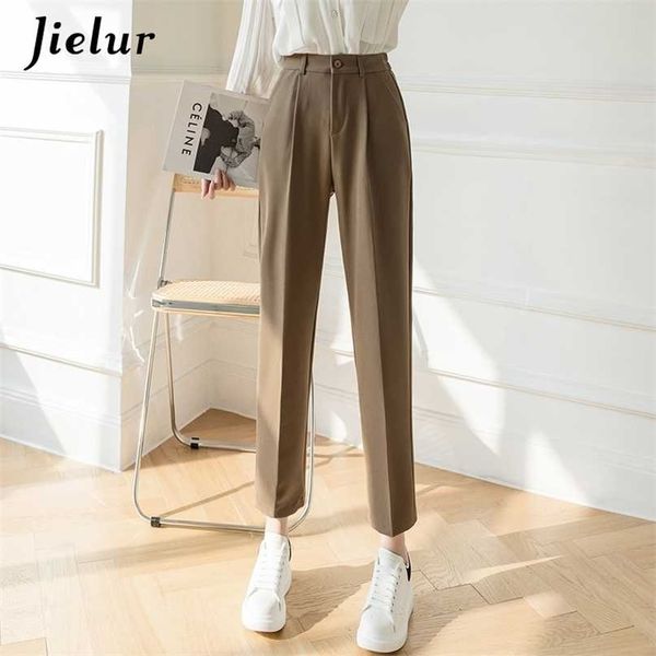 

jielur fashion female pants spring straight black white khaki trousers suits formal casual s-xl women's pants harajuku 211013