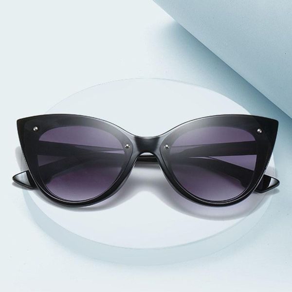 

sunglasses hkna vintage cat eye women 2021 luxury gradient mirror oversized cateye glasses lentes de sol mujer, White;black
