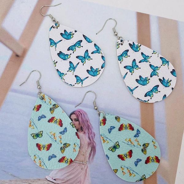 

dangle & chandelier 1pair drop earrings assorted butterfly printing pierced for halloween jewelry, Silver