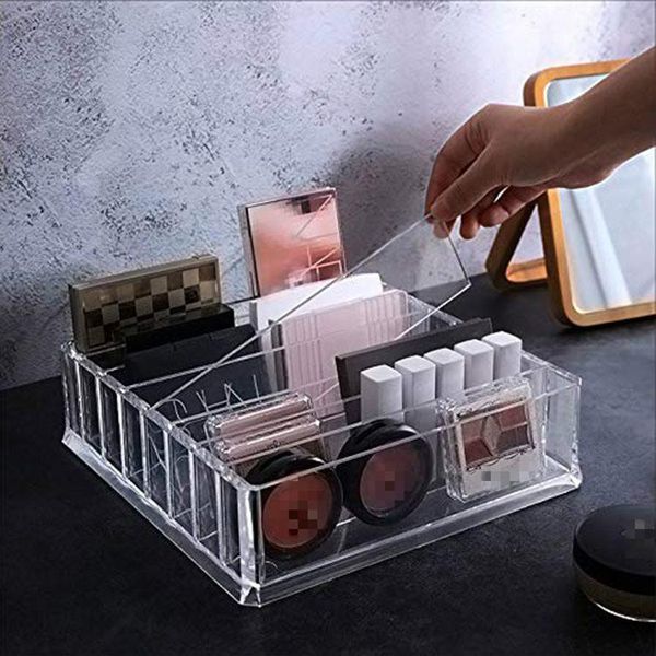 

clear acrylic 8 grid makeup organizer storage box women powder lipstick eye shadow display stand holder cosmetic boxes & bins