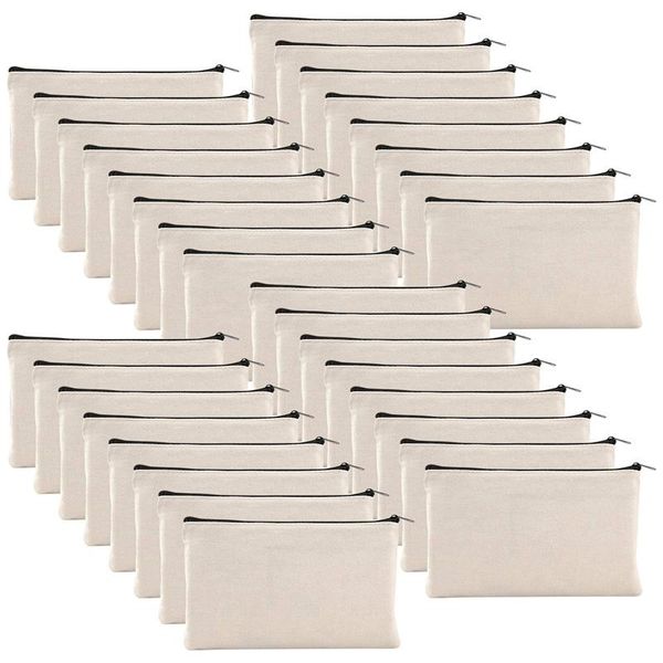 

pencil bags 32pcs canvas zipper bag case cosmetic blank diy craft school