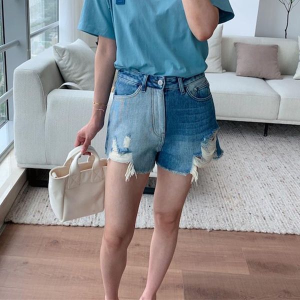 

women's shorts zipper denim hole high waist vintage ladies jeans summer 2021, White;black