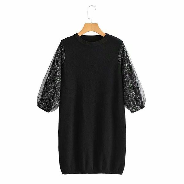 

sweaters autumn winter women pullovers bright -silk sleeve knitted dresses female black sweater pullover wild ladies to, White;black