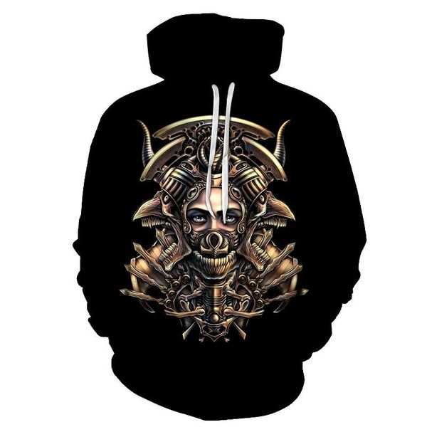 

men's hoodies & sweatshirts hombre sudadera con capucha3d calavera capucha estampado de bruja informal para tallas europeas, Black
