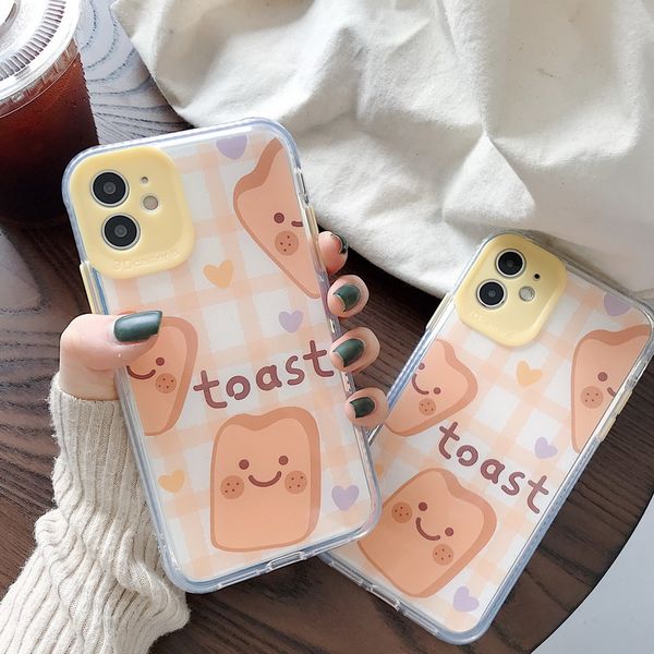 

smiling face toast tpu phone cases for iphone 12 11 pro promax x xs max 7 8 plus