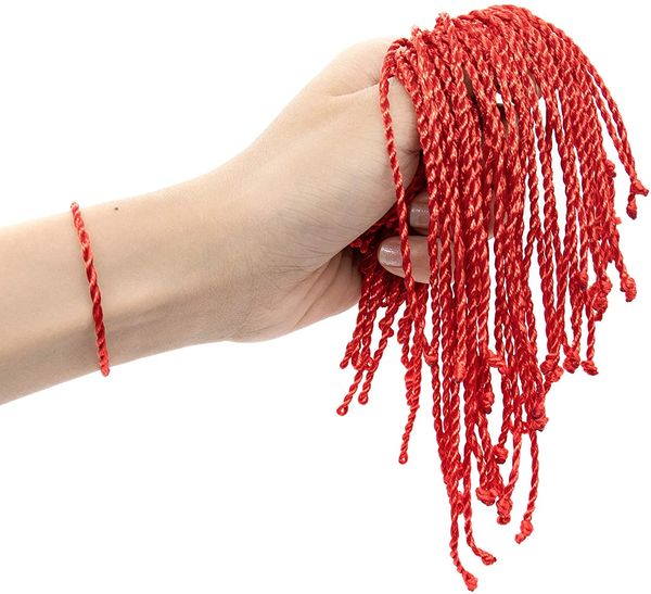 Braccialetto di corda rosso fortunato fatto a mano Braccialetto regolabile Fengshui Braccialetto di buona fortuna Braccialetto di moda per la creazione di gioielli da donna - Confezione da 100