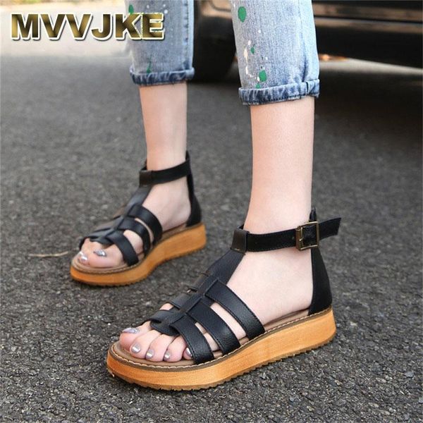 

dress shoes mvvjke women sandals 2021 platform sandal femme summer 3 colors buckle plus size pu fashion shoe, Black