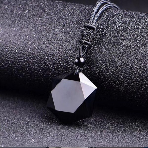 

pendant necklaces black obsidian necklace star lucky crystal jewelry, Silver