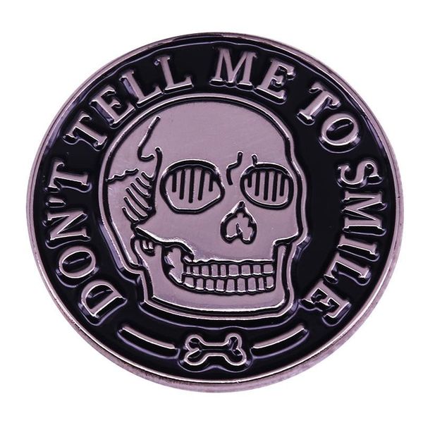 

pins, brooches don't tell me to smile skull enamel pin feminist attitude brooch badge, Gray