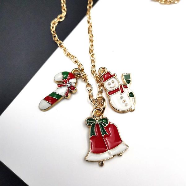 

pendant necklaces christmas gift simple korean wild creative tree cane snowman necklace charm women jewelry, Silver