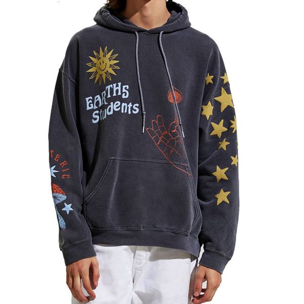 

kanye west earths students printed women hooded sweatshirt hiphop men casual hoodie pullover fleeces, Black