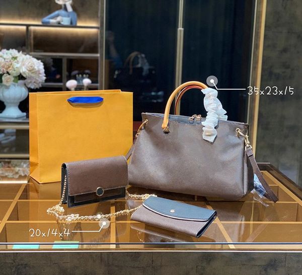 3PC Luxurys designer Donna Fashion Totes borse cross body Borse a tracolla combinazione famoso fiore classico Zaino da giorno portatile capacità marrone 15