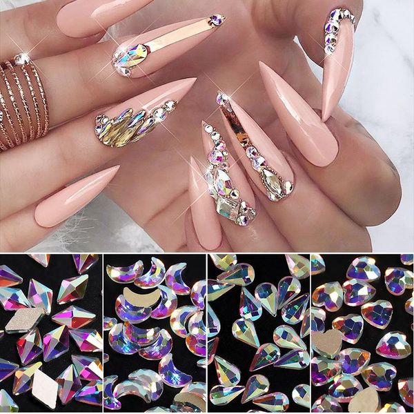

nail art kits 20pcs/bag 8 sizes acrylic rhinestones eye shape crystal ab flat back rhinestone 3d non fix decoration diy tool