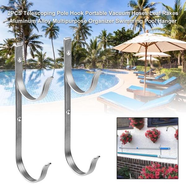 

pool & accessories 2pcs telescoping pole hook portable vacuum hoses leaf rakes aluminum alloy multipurpose organizer swimming hanger