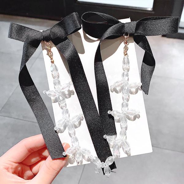 

hair accessories double ponytail holder hairpins pins for women crystal black ribbon clips hairgrips headwear