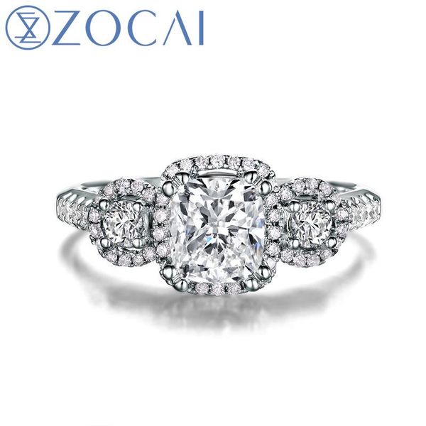 

arrival three stone ring 1.56 cttw certified i-j/vs diamond engagement women in 18k white gold w05962 cluster rings, Golden;silver