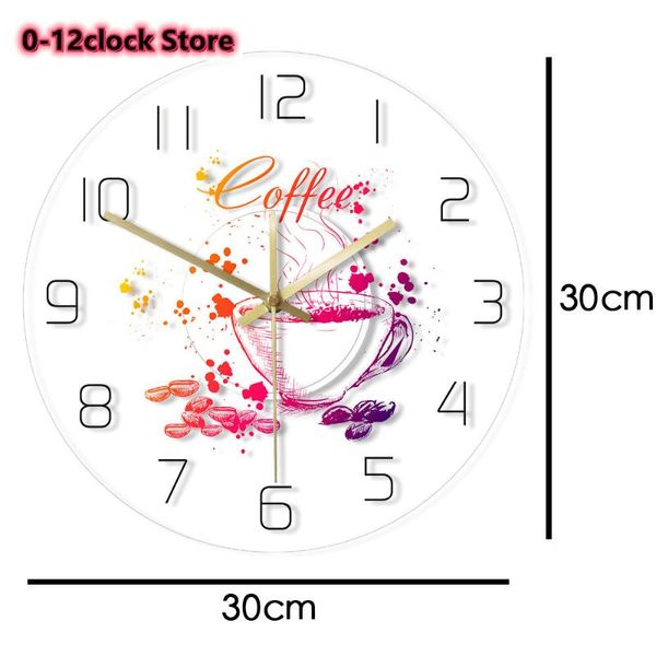 

wall clocks kitchen dining room decorative waterproof led backlight painted coffee cup with beans clockmodern mute acrylic saat