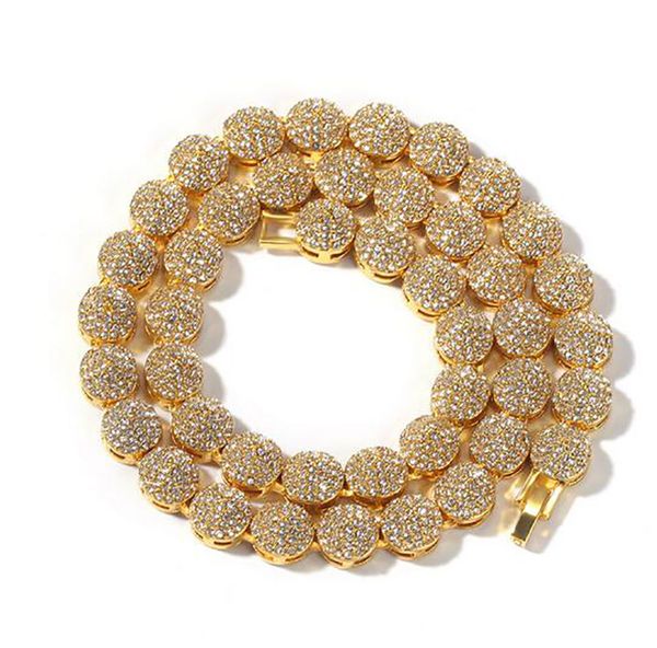 

brand necklace mens 18k gold alloy cluster chain 10mm 18inch 20inch hiphop crystal rhinestone diamond bling jewelry, Black