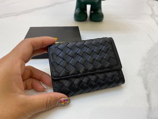 

wallet card holders 2021 autumn fashion women and men high-quality solid sheepskin knitting purse 6114 coin-purse credit-card, Brown;gray