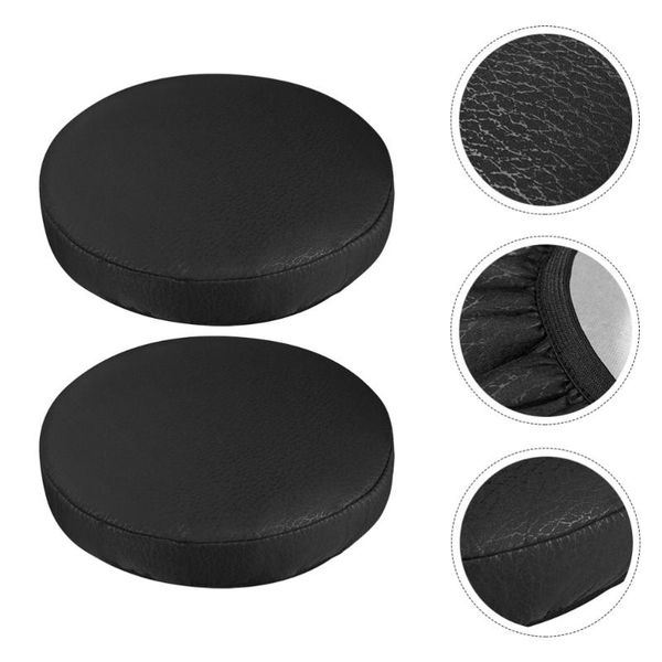 

chair covers 2pcs round non-skid seat black stretch stool home decor