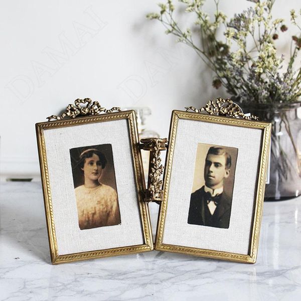 

frames european brass picture frame retro carved decorative double grid bedroom deskcreativity organizer