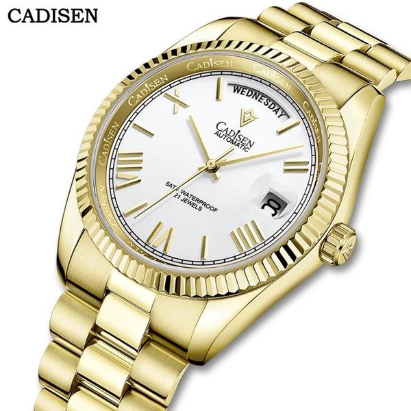 

wristwatches cadisen automatic watch men swimming luxury 40mm stainless steel case japan miyota 8285 movement watches, Slivery;brown