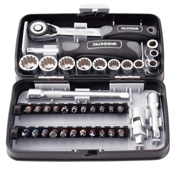 

hand tools ratchet wrench kit 38pcs mini set 1/4" socket screw bits bike maintenance repair tool sets