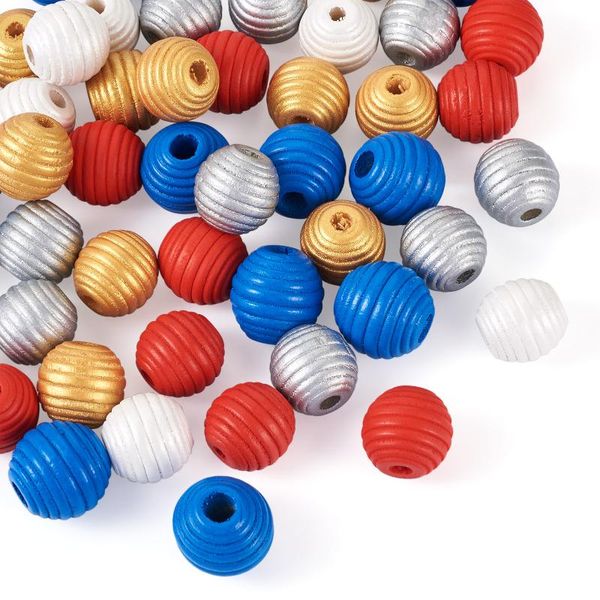 

other 50~300pcs painted & solid color natural wood beehive european beads thread round bracelet necklace diy jewelry making