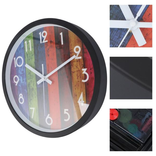 

wall clock decor colorful wood grain retro hanging simple fashionable dec clocks